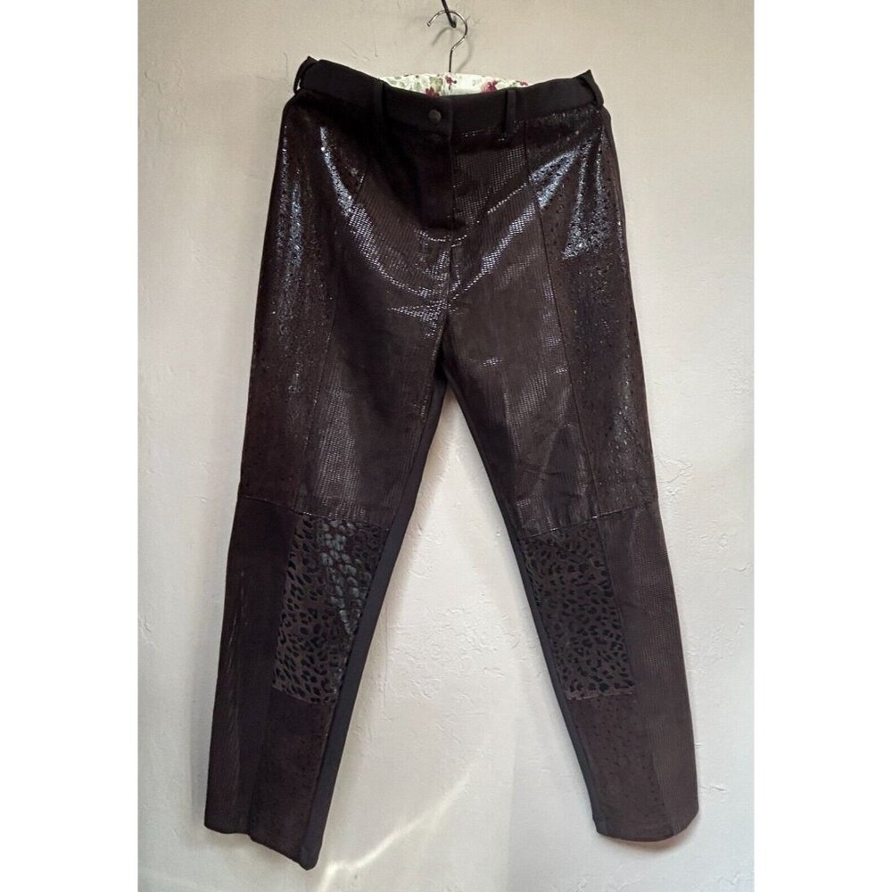 Vintage Mitchie's Matching High Rise Suede Patchwork Straight Leg Pants XL Brown